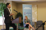 KARL BALDAUF of the Ontario Chamber of Commerce discusses the potential implications of Bill 148 with locals at the Lord Dufferin Centre on Tuesday. He was joined by Dufferin-Caledon MPP Sylvia Jones.
